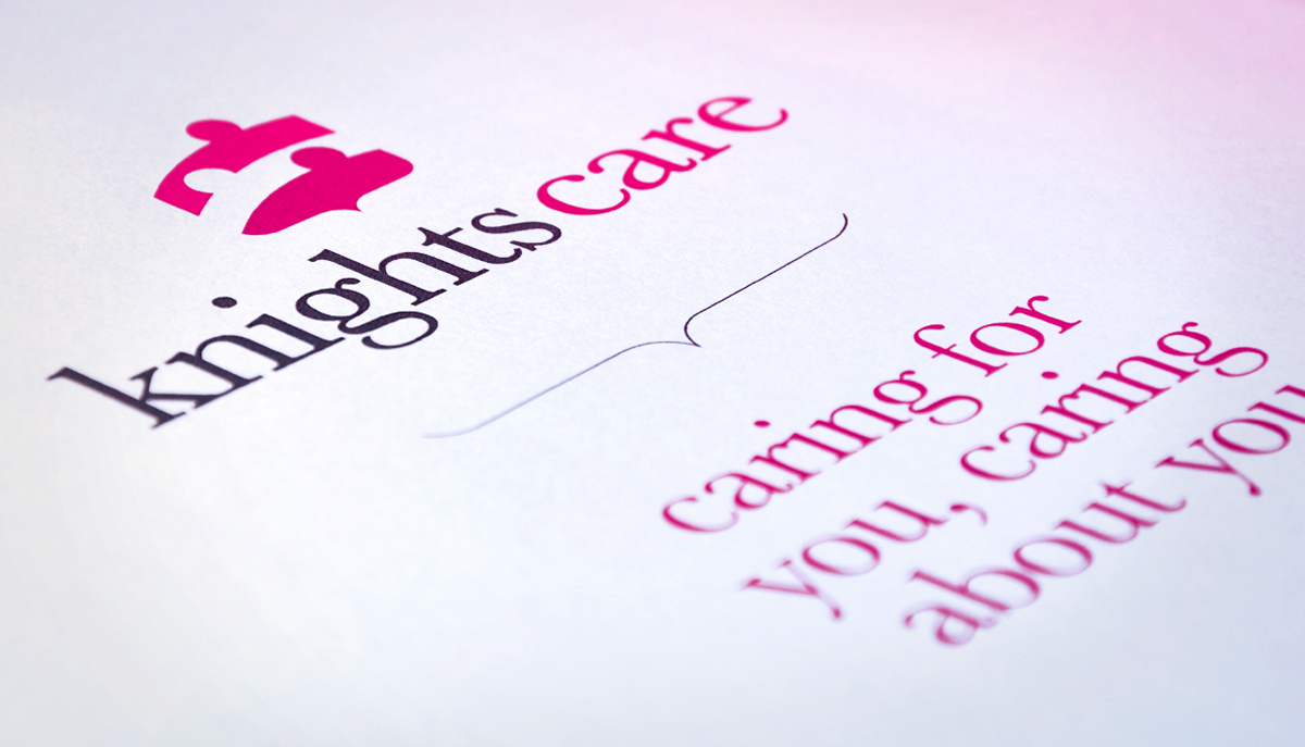 knights care care old people's home home logo brand identity Stationery elderly home Signage