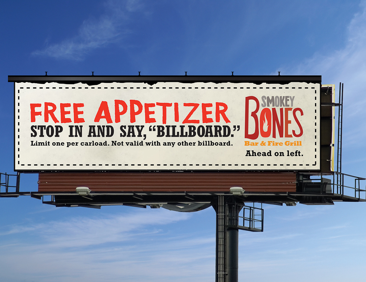 Smokey Bones Bar & Fire grill print restaurant Billboards Out-of-Home in-store