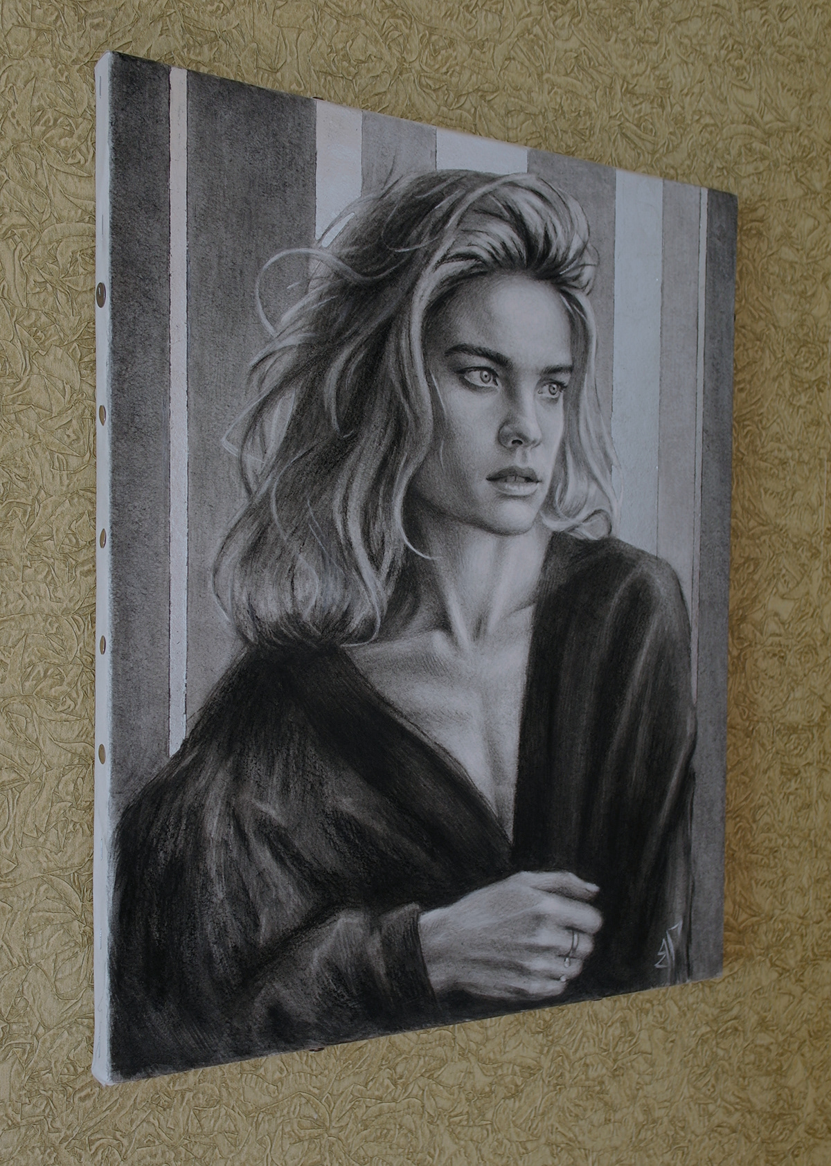 academic drawing Charcoal Drawing CONTEMPORARY PORTRAIT model modern art Natalia Vodianova PORTRAIT DRAWING Realism silver leaf top model