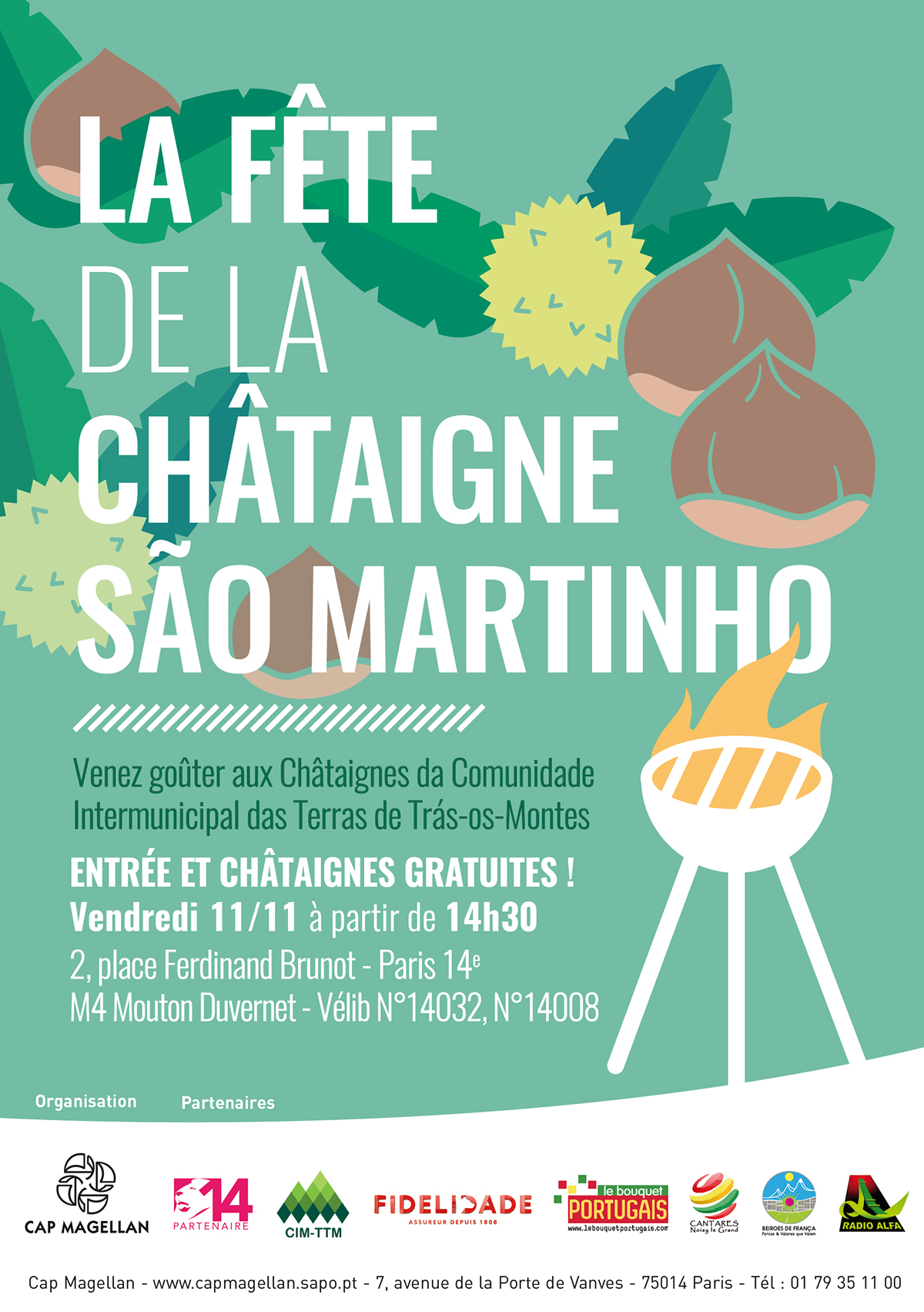 chataigne chestnut festival cooking barbecue Portugal portuguese sao Martinho ILLUSTRATION 