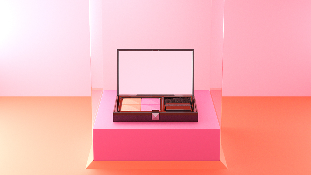 Adobe Portfolio 3D octane Render makeup luxury colorful pink bllush givenchy