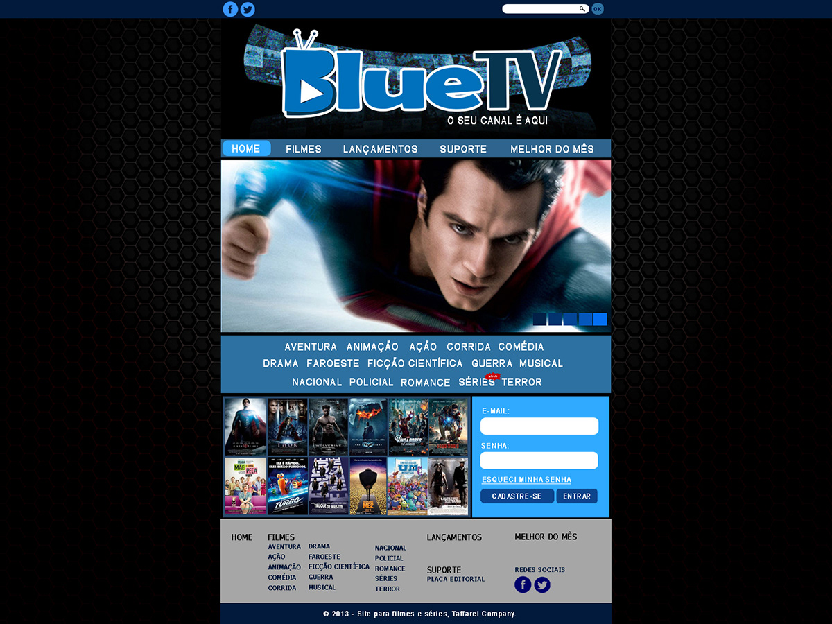bluetv blue site Layout Web design thamara elisa Filmes