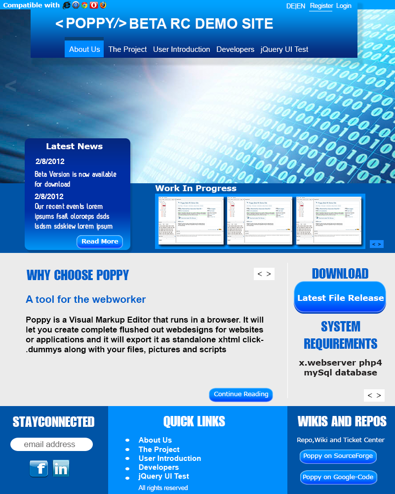 Webdesign css visual editor Interface Website