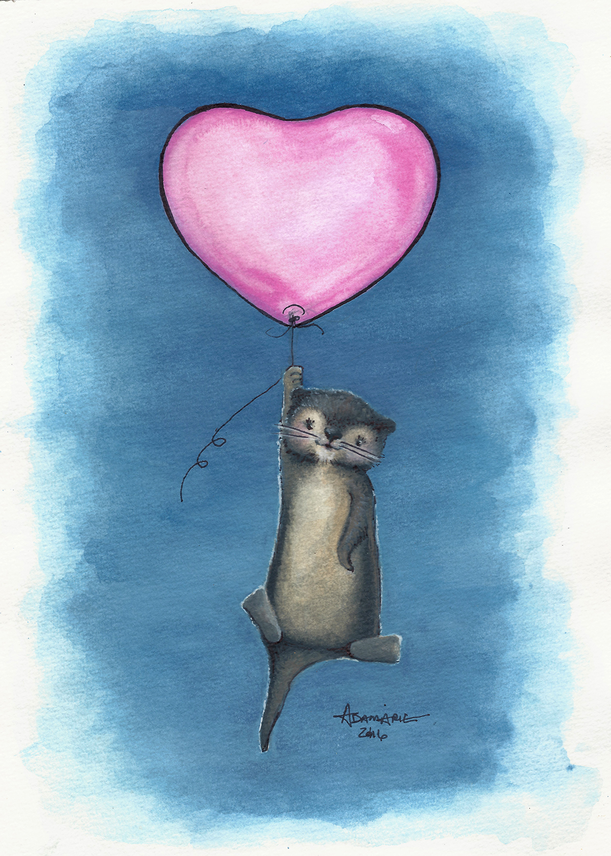 ILLUSTRATION  watercolor painting   whimsey baby animals balloons childrens illustration