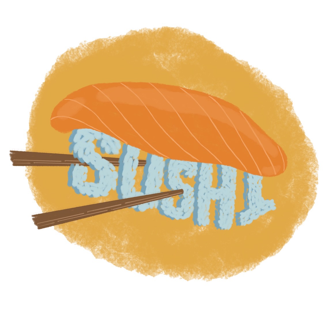 lettering Food  cozy Ominous sea Sushi crow