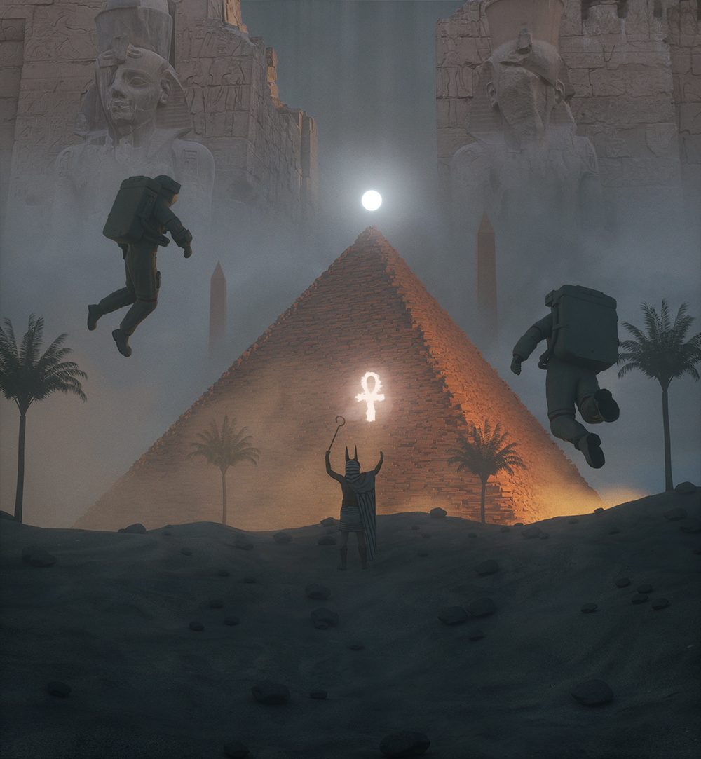 3dart art astronaut cinema4d egypt photoshop pyramid Render Space  surreal