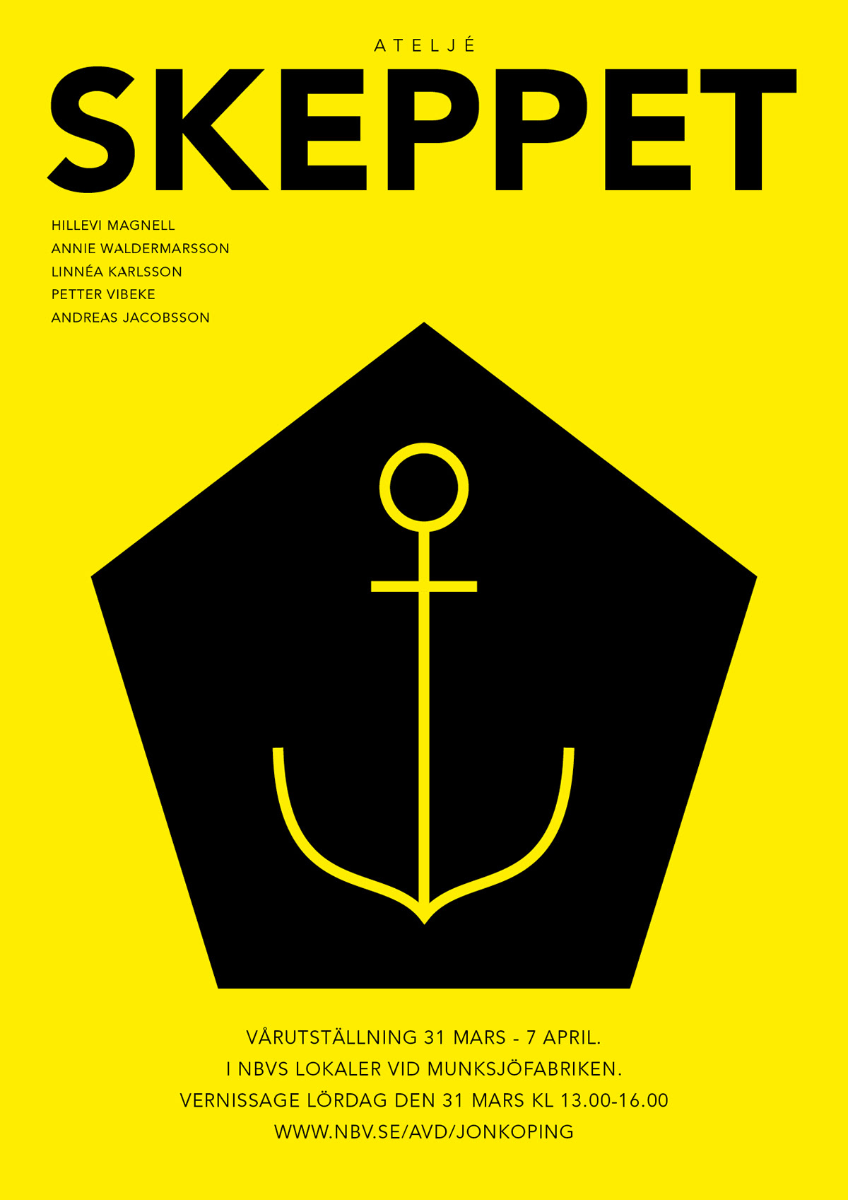 anchor art screenprint logo poster yellow ship