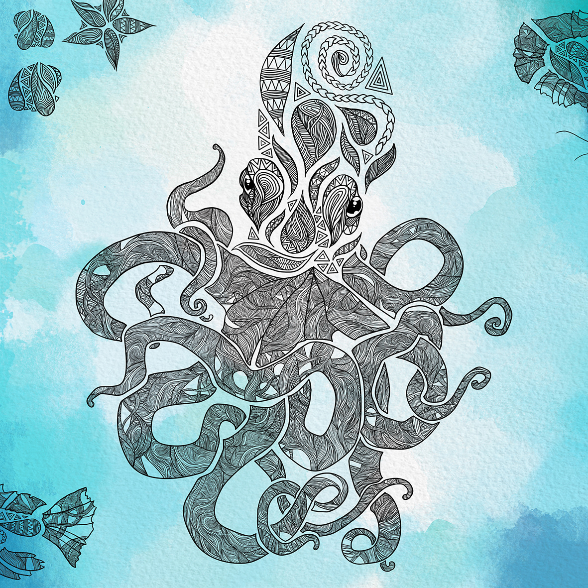 animals Competition Drawing  ILLUSTRATION  line artwork octopus underwater whales wraptious