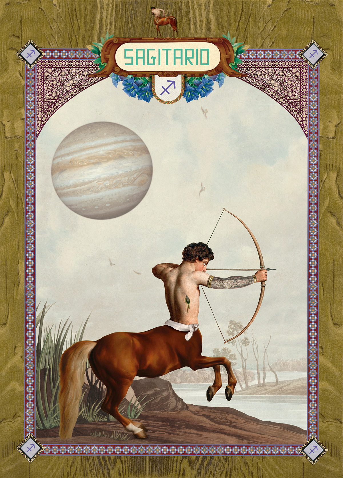 Digital Collage collage zodiac mythology vintage frame series animal God Victorian fantasy mitologia fantasia Horoscopo