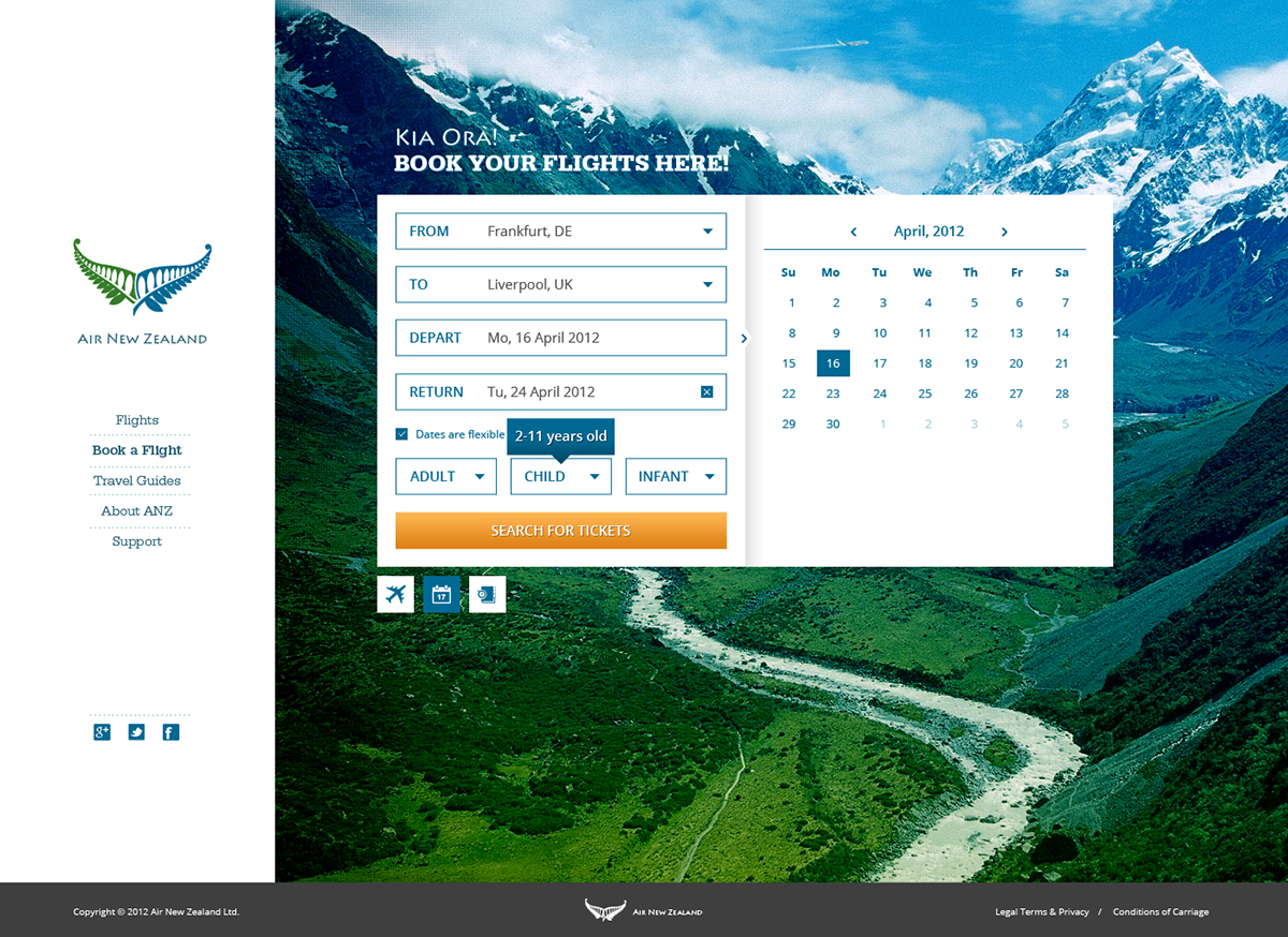 student airline redesign blue and green New Zealand air company