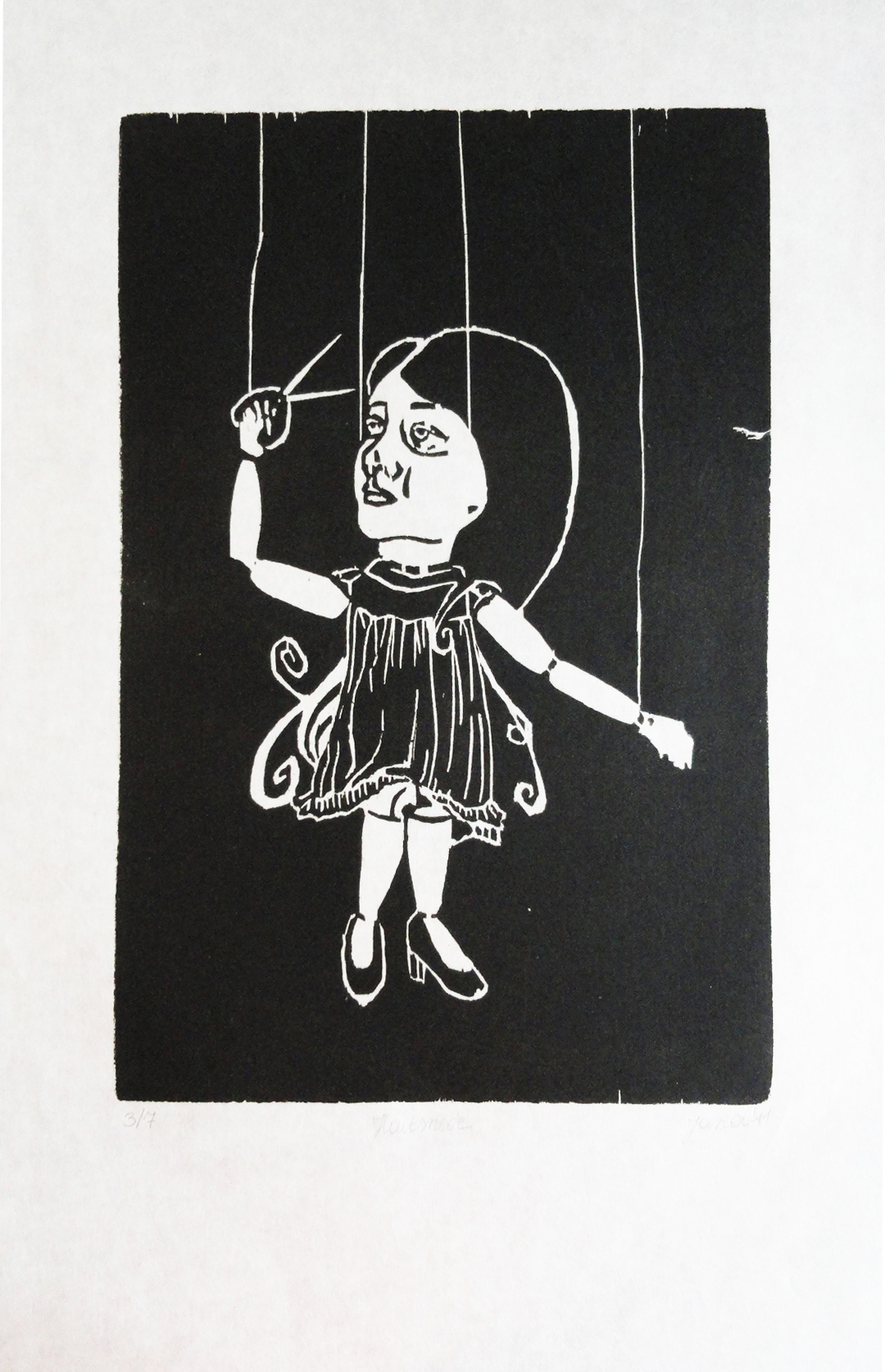 marionette woodcut