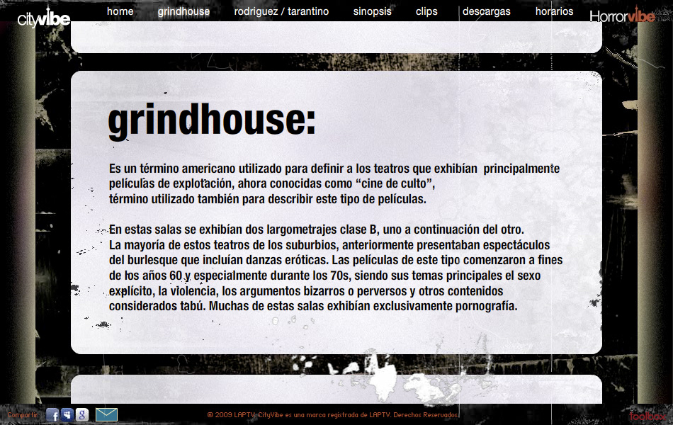 Tarantino Movies grindhouse Promotional Website Photoretouch Webdesign Cinema