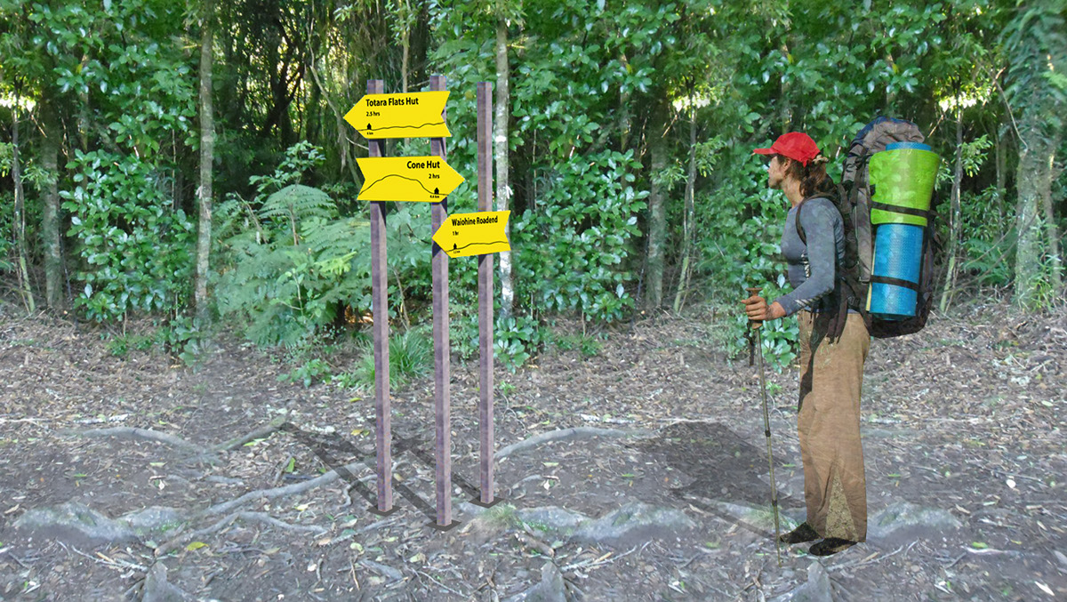wayfinding bush tramping signs outdoors