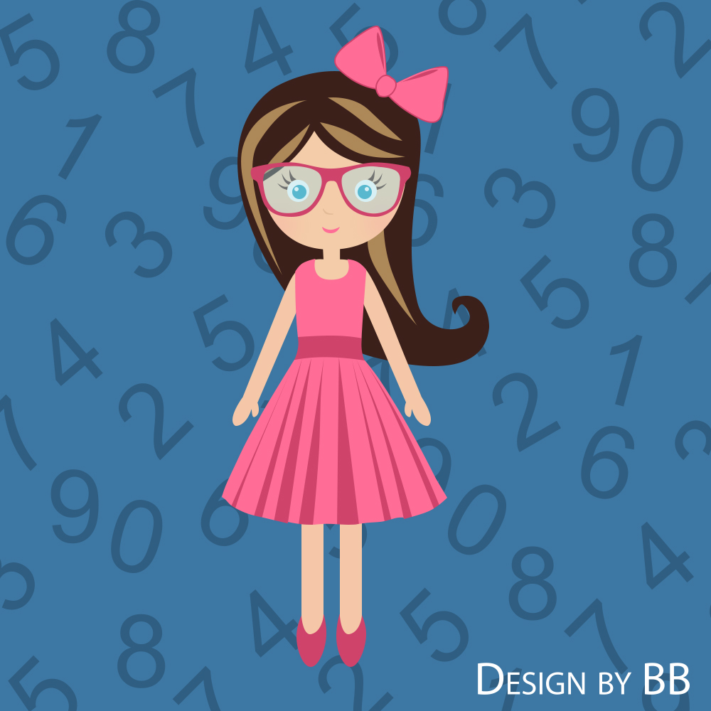 doll teacher math ilustration cartoon girl counting numbers cute children
