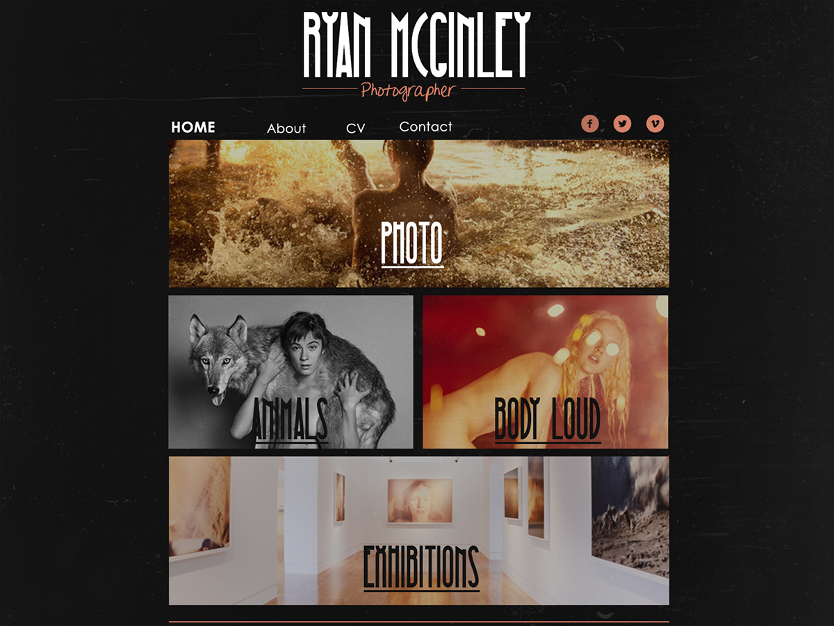 Ryan McGinley Website homepage
