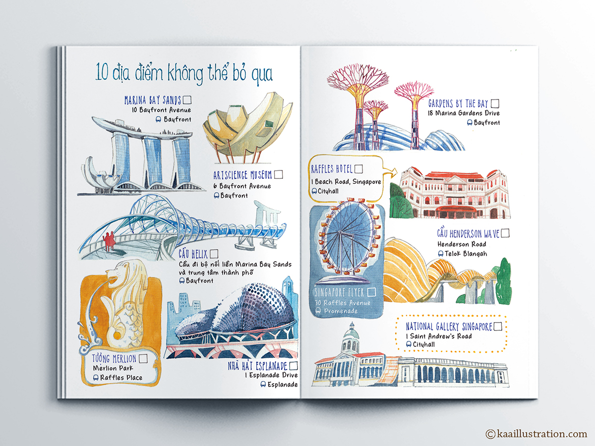 singapore journal sketch watercolor Booklet Travel