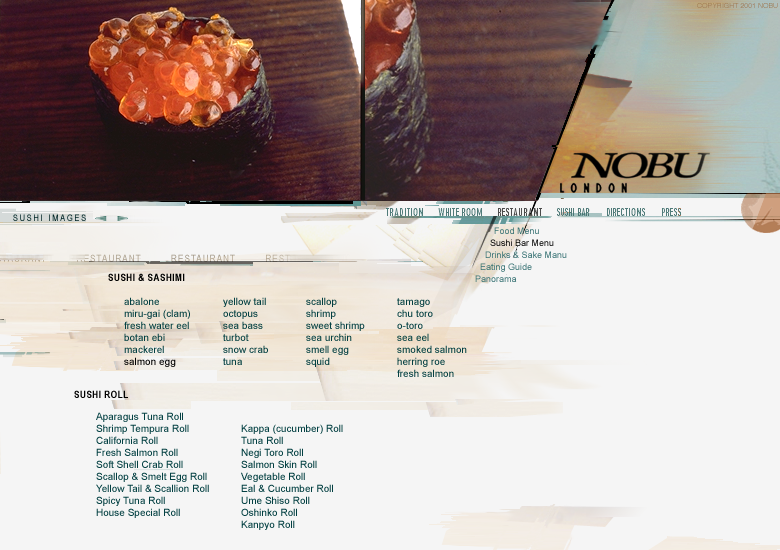 restaurant mayfair London nobu Sushi contemporary Website Design elegant upmarket UK great britain advanced