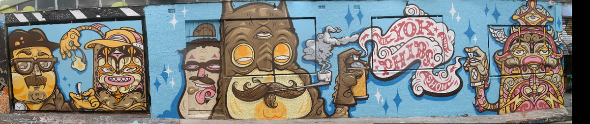 characters spray paint walls Murals yok theyok skateboarding nyc Brooklyn spray paint