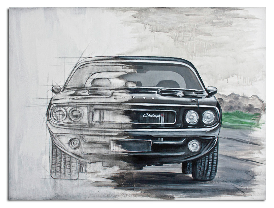 muscle car dodge challenger Ford falcon arts canvas acryl v8 painting   car Classic