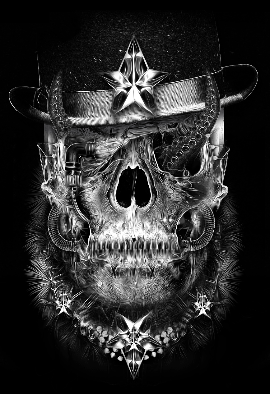 fantasmagorik skull black shine star Super Hero hell curioos comics nicolas obery