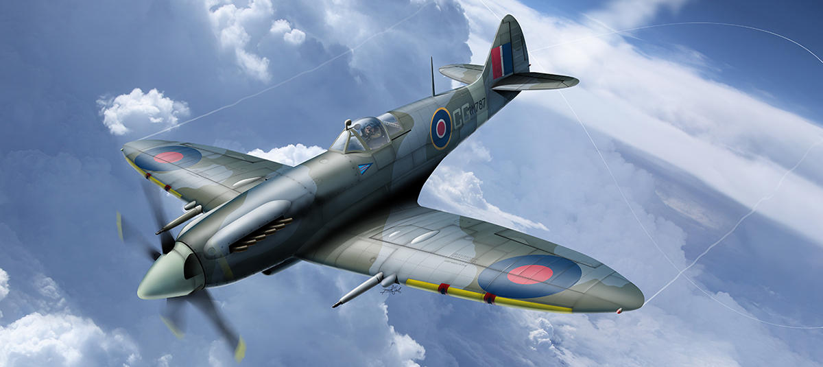 Aircraft aviation art box cover duhraviationart Fighter Spitfire spitfire MK XIV WWII