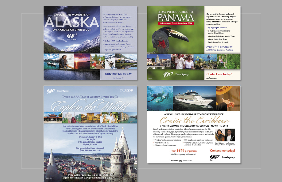 banner Travel Direct brochure postcard