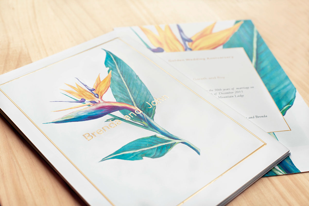 golden invitations wedding bird of paradise flower Plant 50th celebration