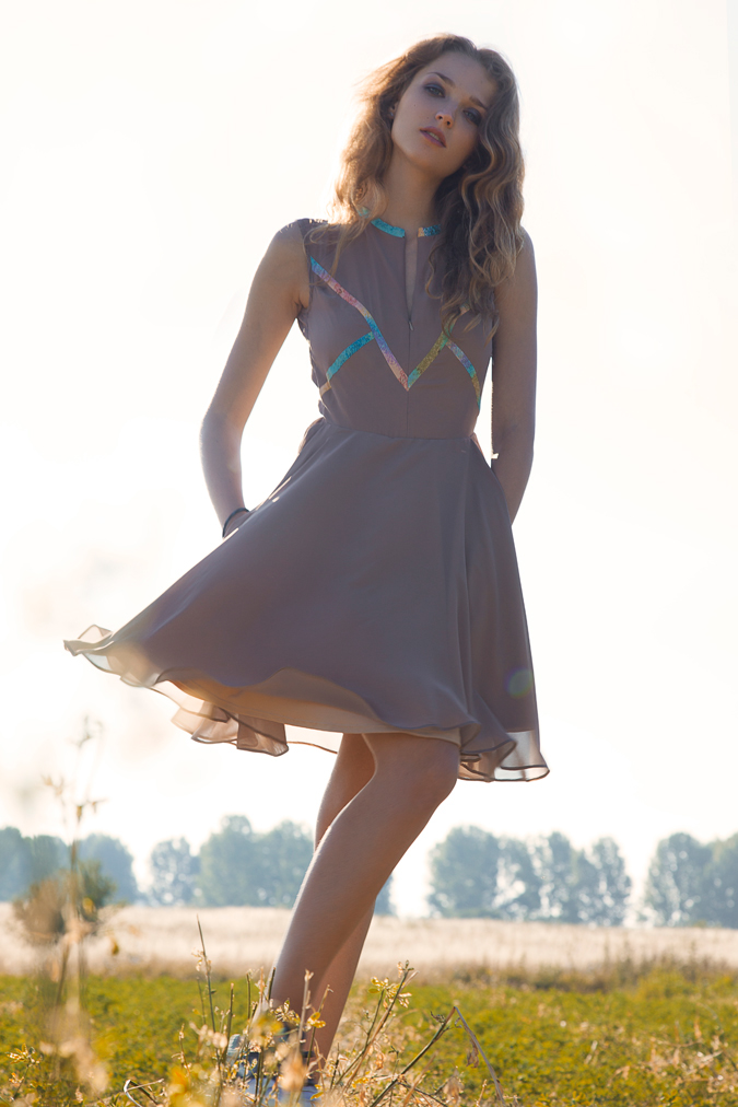 outdoor photography field Dressdesign fashiondesign silkdress editorial
