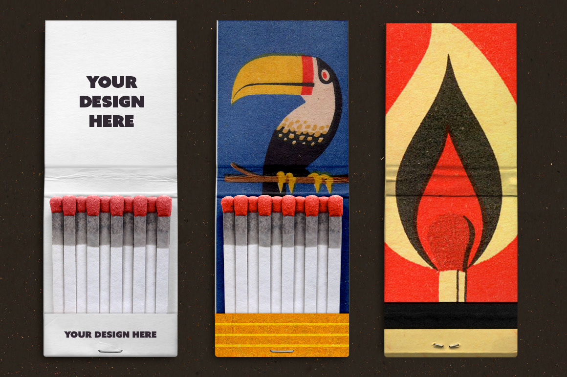 Matches Packaging Mockup Matchbox Retro packingdesign package stick fire cigarette