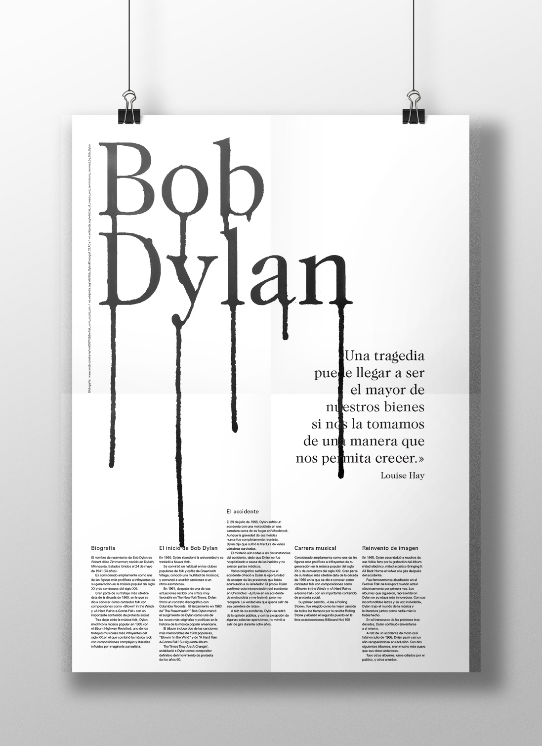 editorial informative poster bob dylan elton john tragedy concept grid system design musicians