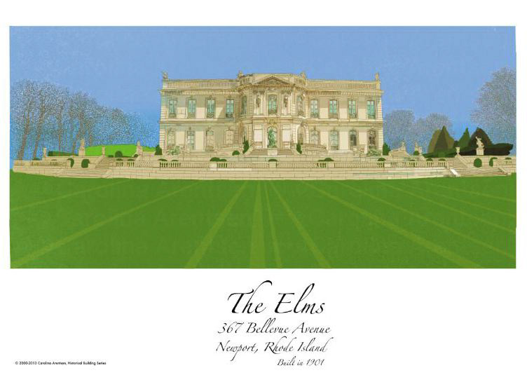 The Elms postcard poster prints newport Rhode Island mansion art building history historical