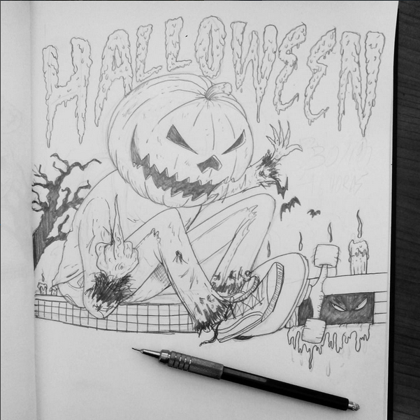 Halloween skateboard pumpkin