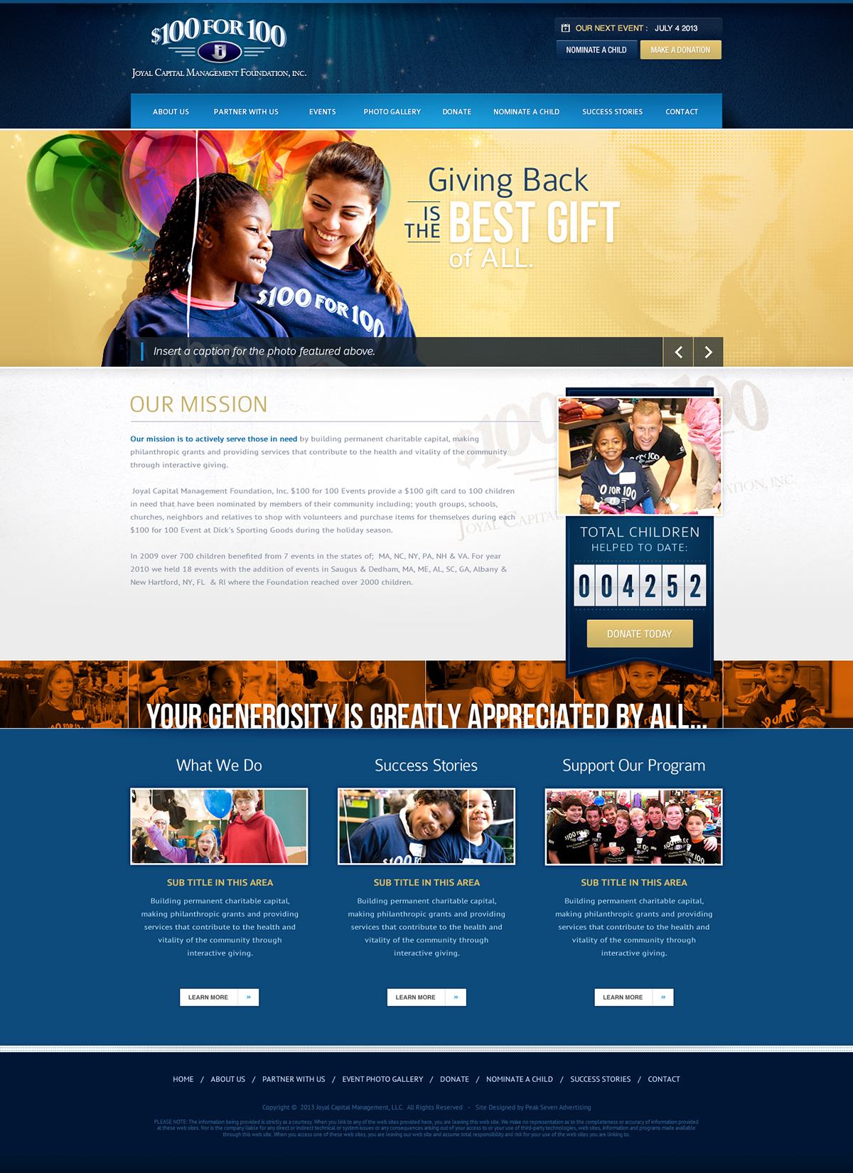wealth management website redesign charity site Financial planning