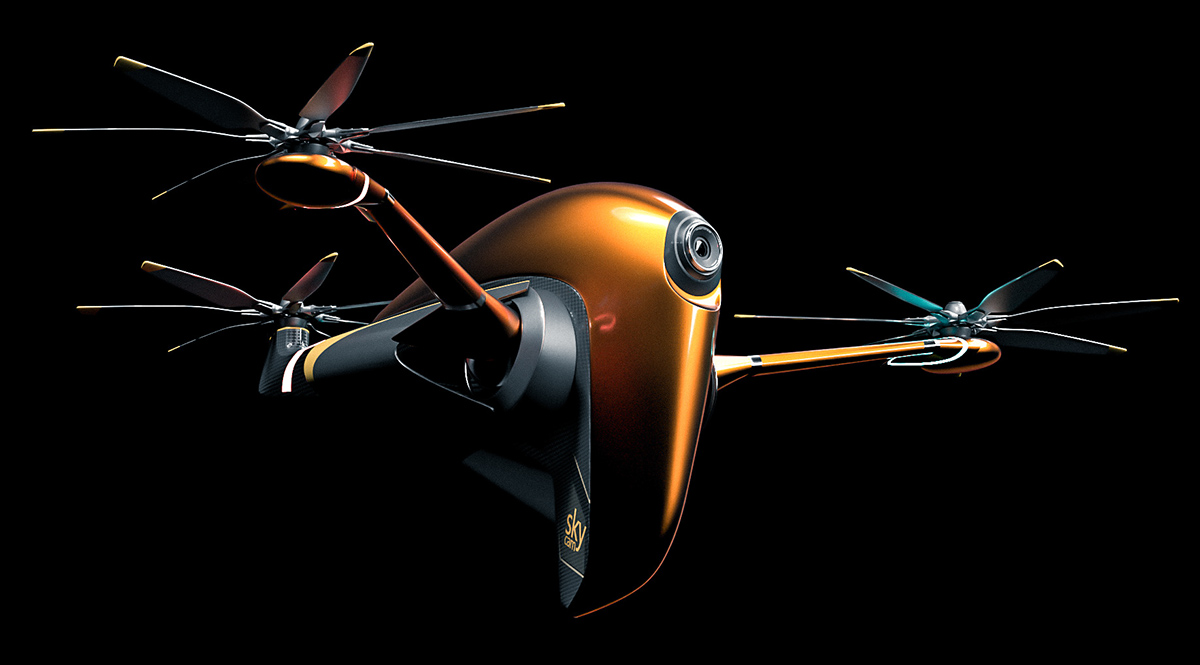 3D design concept industrial drone uav photo-realistic