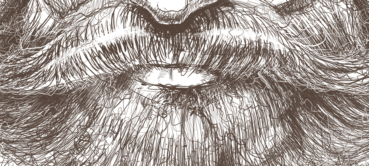 viking warior beard hair Horn wrinkle black White sketch