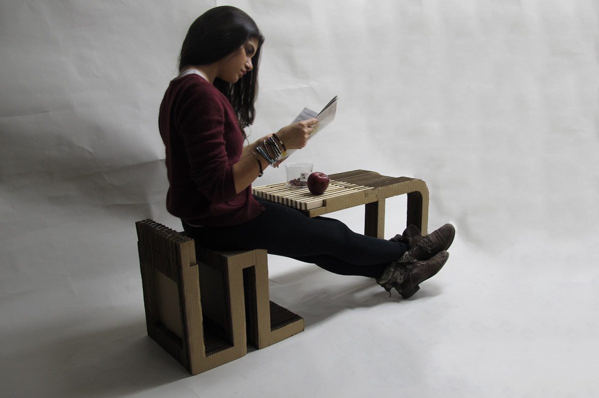 table  Patricia Dranoff Sottithat Winyarat cardboard  cardboard furniture cardboard chair