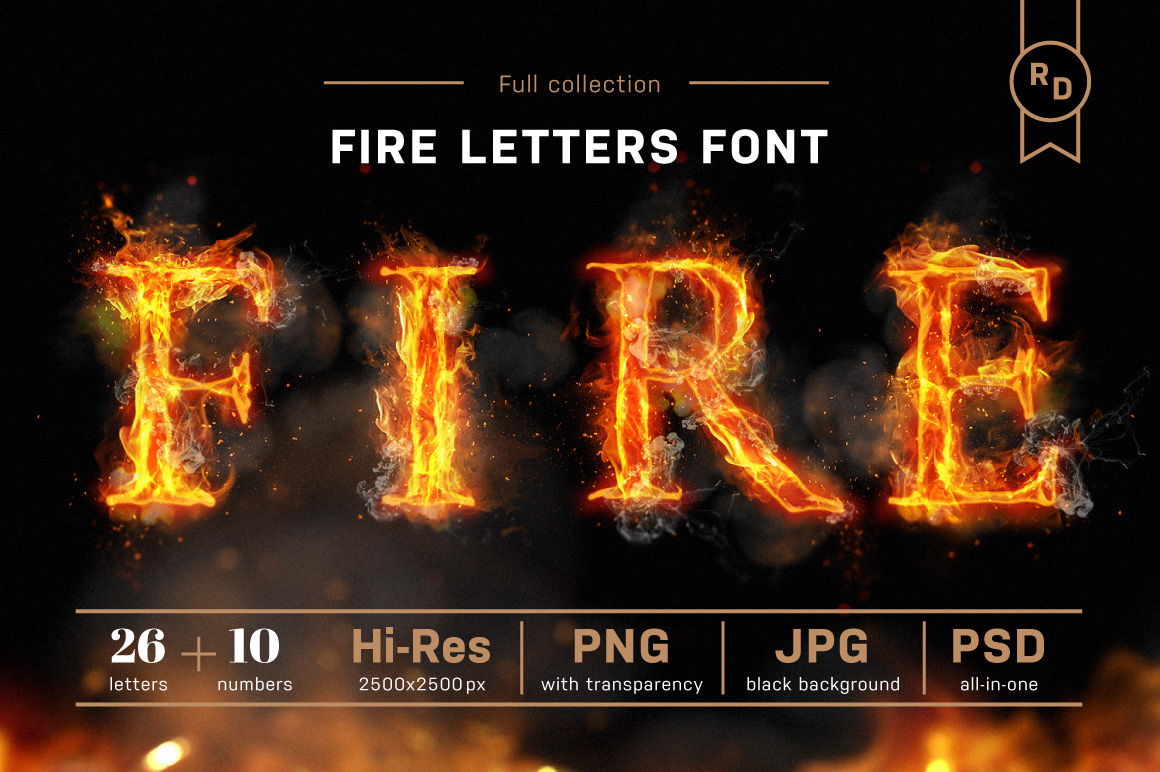Burning flame font.
