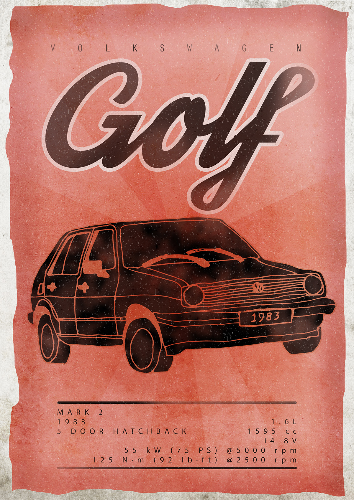 VW golf mark Two poster