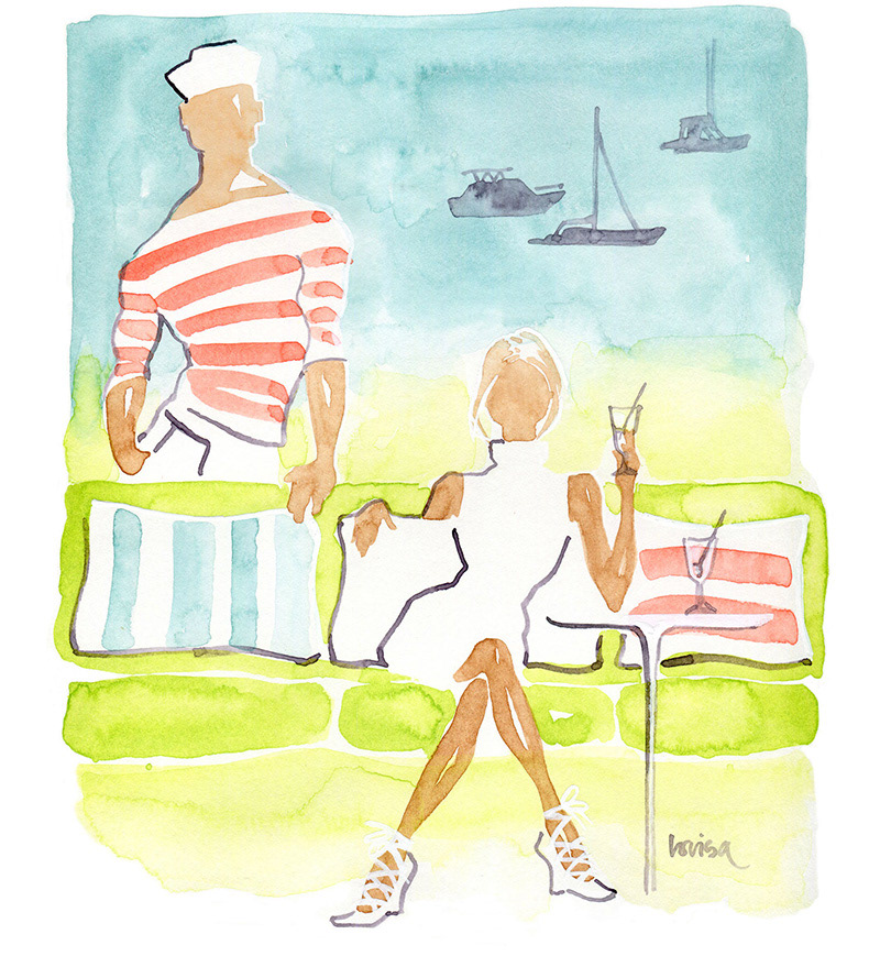 watercolor Fashion  lifestyle ILLUSTRATION  editorial artwork vacation Travel couples luxury