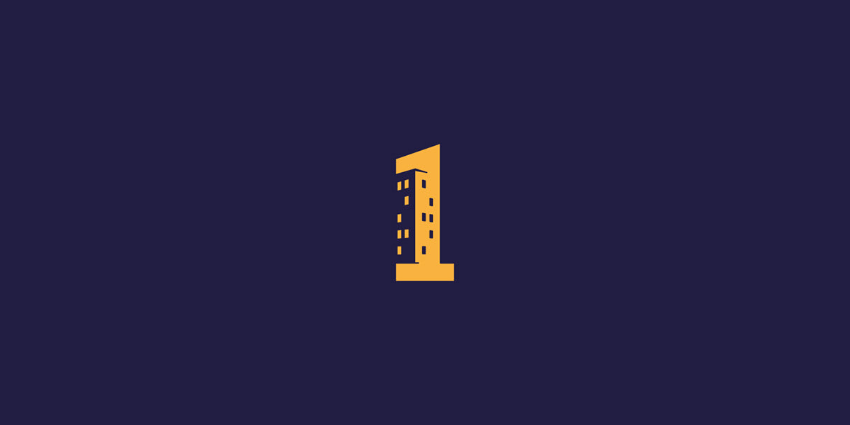1 Building negative space logo