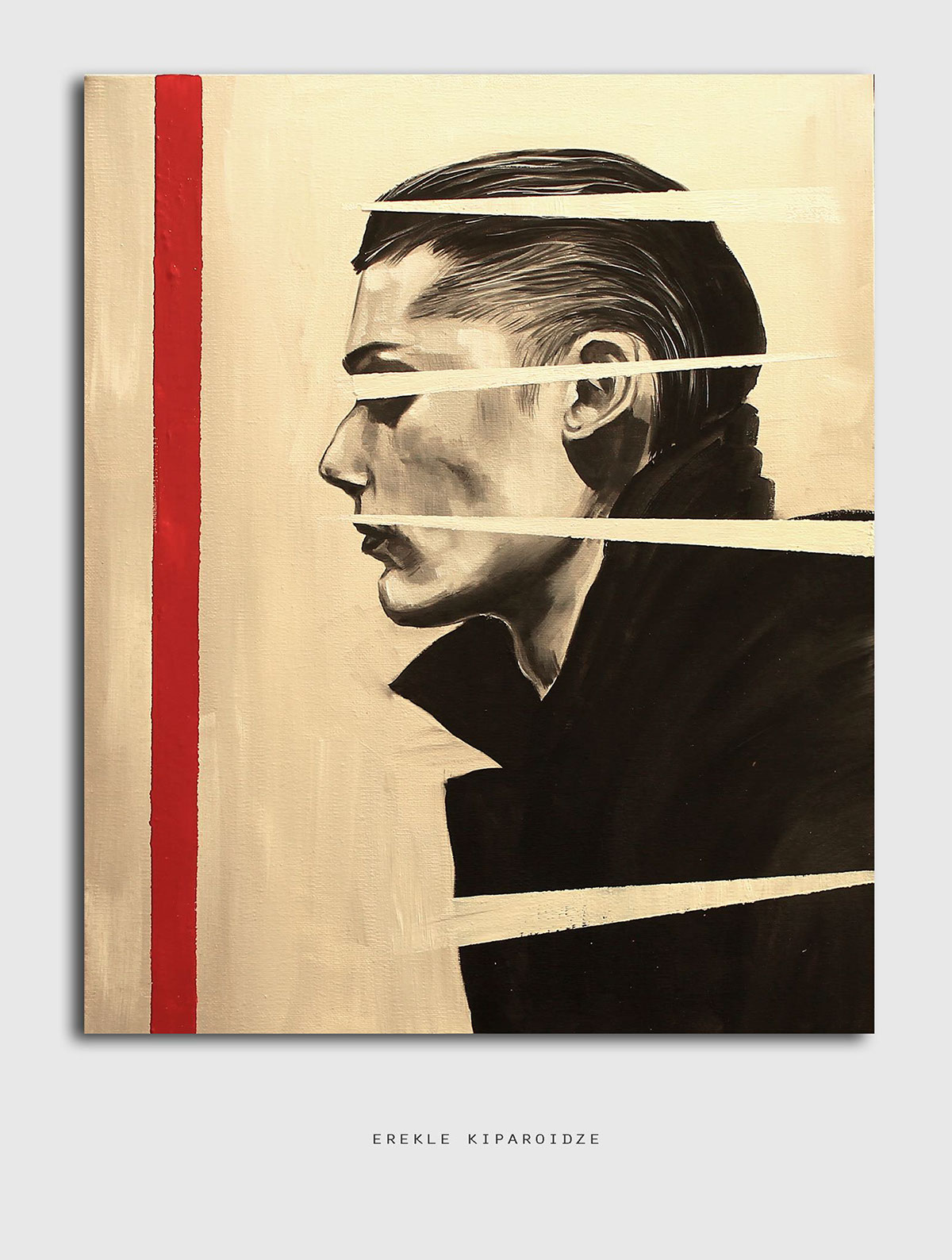 Erekle Kiparoidze artwork man men black White red blue canvas