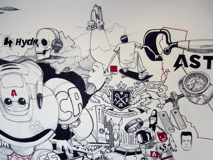 art design Mural astro studios wall Character robot product graphic san francisco California Soma norcal