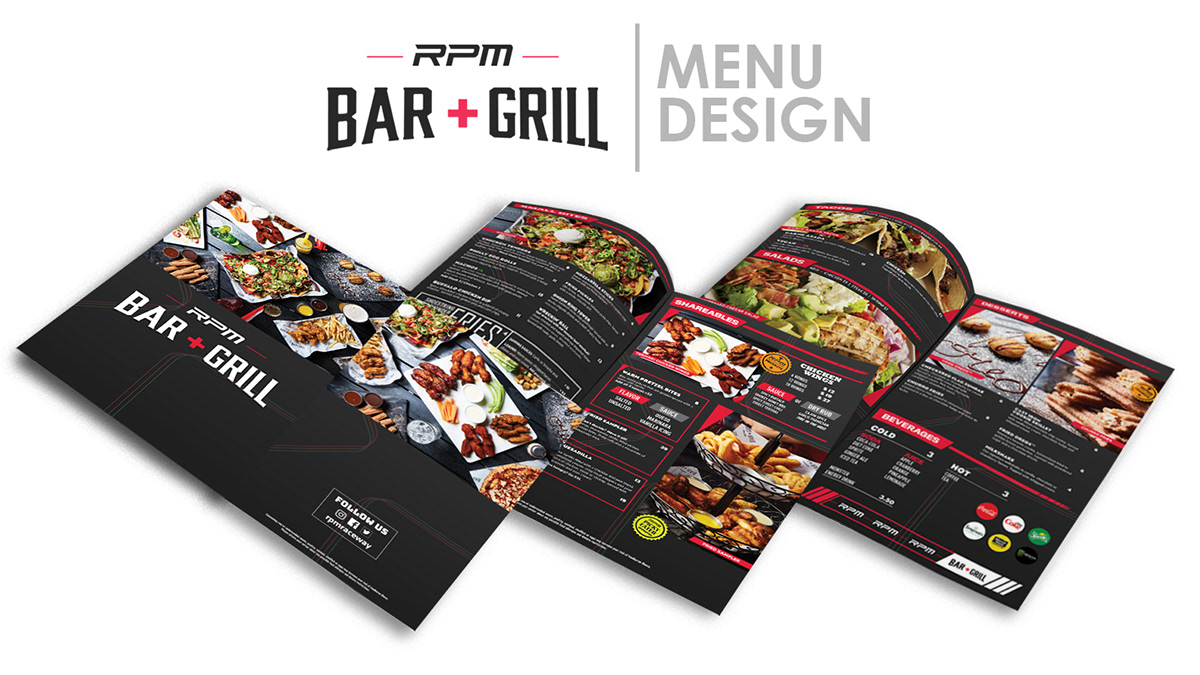 restaurant menu bar Food  branding  Racing