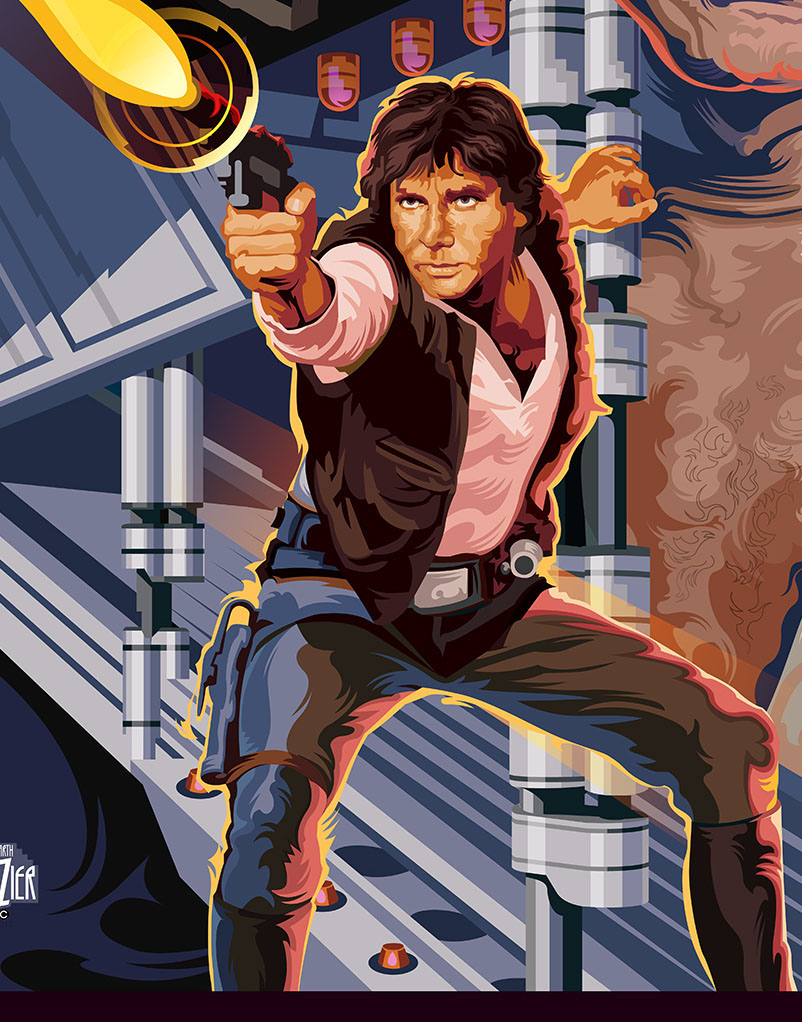 star wars Han Solo character art Fan Art Garth Glazier Star Wars Poster vector art Greedo millenium falcon graphics