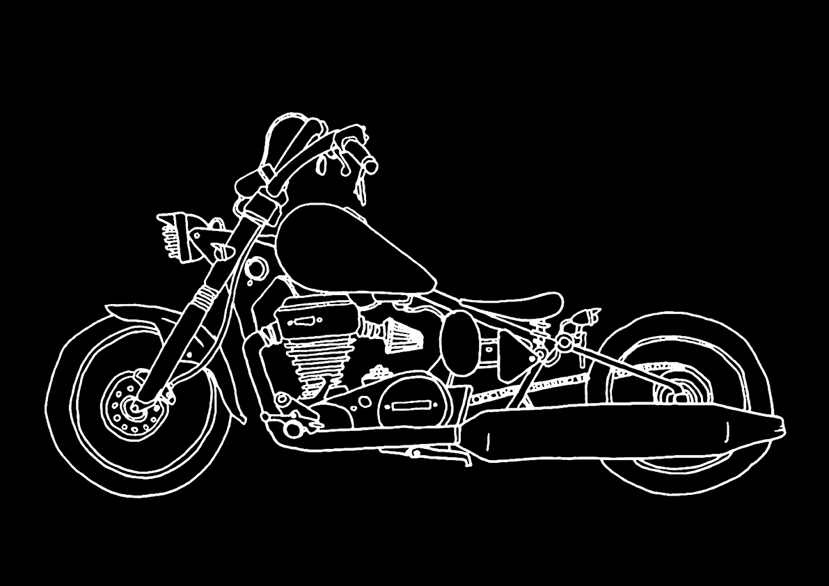 motorcycle chopper freehand illustration linework line art