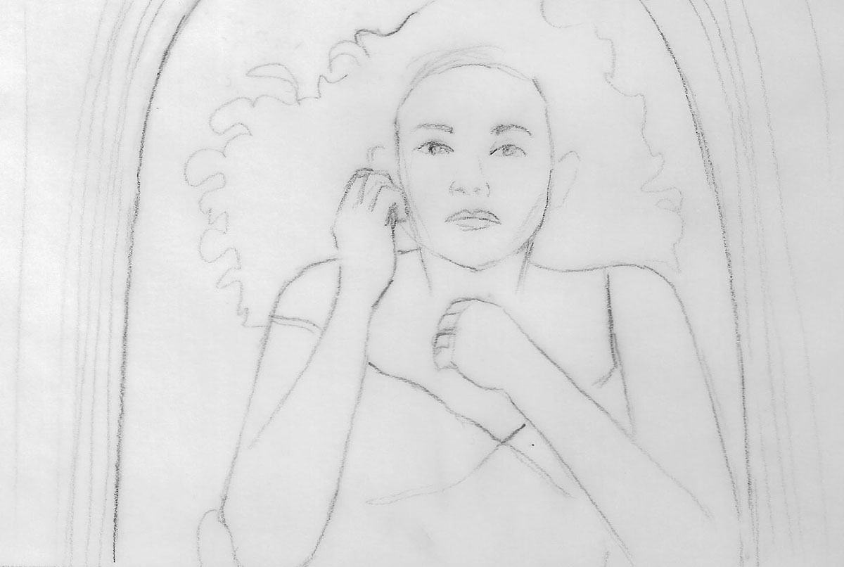 digital painting bathtub girl flower Ps25Under25 wacom realistic rendered portrait