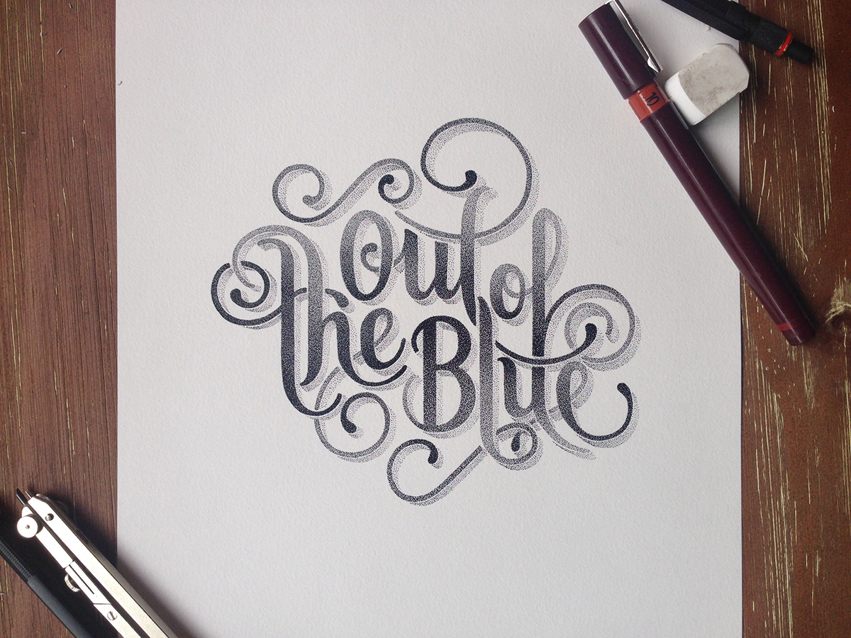 stippling dots Pointillism Rotring black and white quote HAND LETTERING