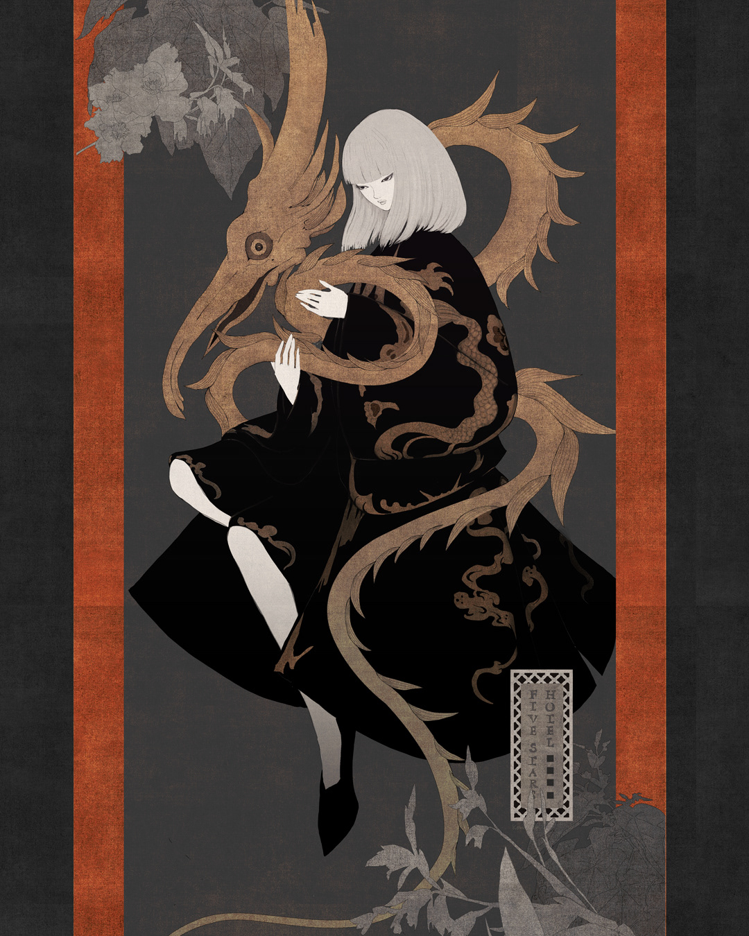 art Character design  digital illustration dragon graphic design  japan kimono manga painting   typography  