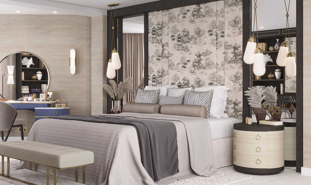 bedroom CGI contemporary Interior interior design  luxury modern Render styling  visualization