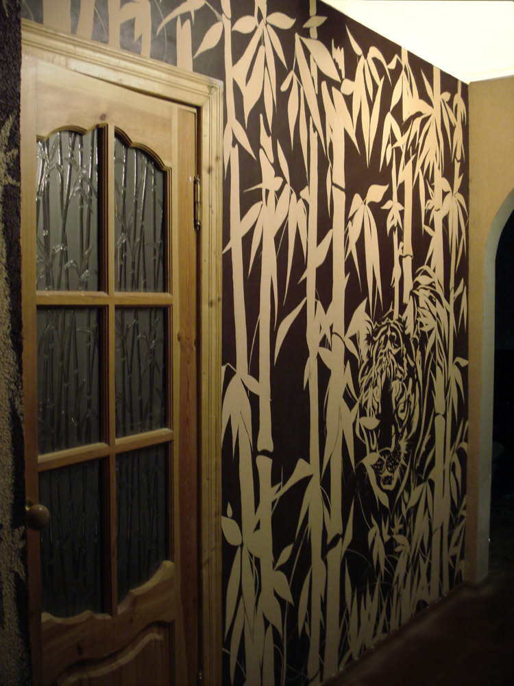 paint wall Hall tiger jungle animals bamboo